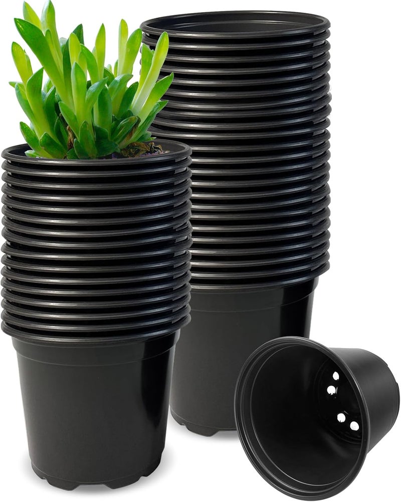 RAOOKIF 50 Pack Nursery Pots, 3 Inch Nursery Pot for Plants, Small Plastic Plant Pots with Drainage Holes, Garden Flower Pots for Transplanting, Succulents, Cuttings, Seedlings(3inch,50pcs) - Image 1